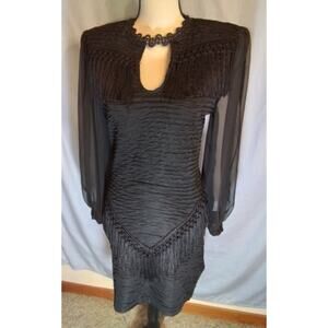 Vintage Modern Touch Black Long Sleeve Bodycon Dress
